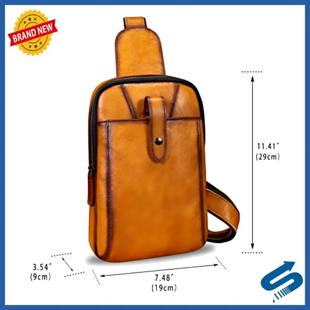 Genuine Leather Sling Backpack Crossbody Bag Shoulder Bag Medium